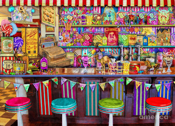 Sweets Art Print featuring the digital art Candy Shop by MGL Meiklejohn Graphics Licensing