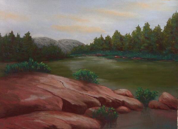 Landscape Art Print featuring the painting Canoe Waters by Sarah Butler