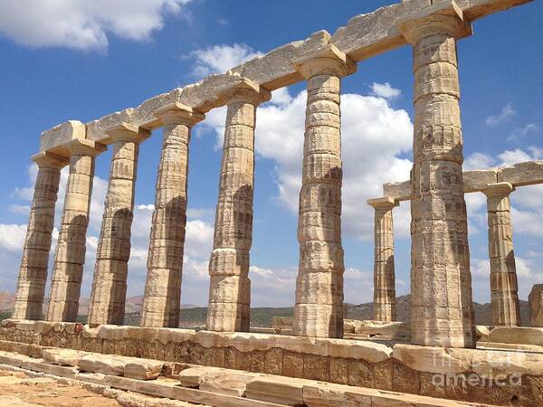 Temple Of Poseidon Art Print featuring the photograph Cape Sounion by Denise Railey