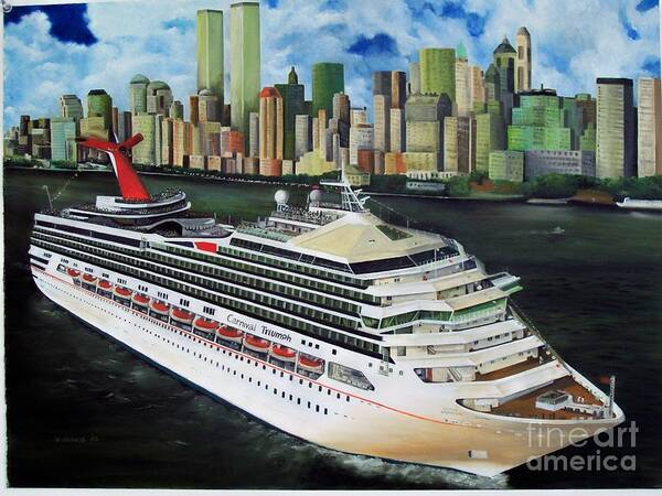 Landscape Art Print featuring the painting Carnival Triumph New York by Kenneth Harris