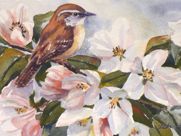 Bird Art Print featuring the painting Carolina Wren by Janet Zeh