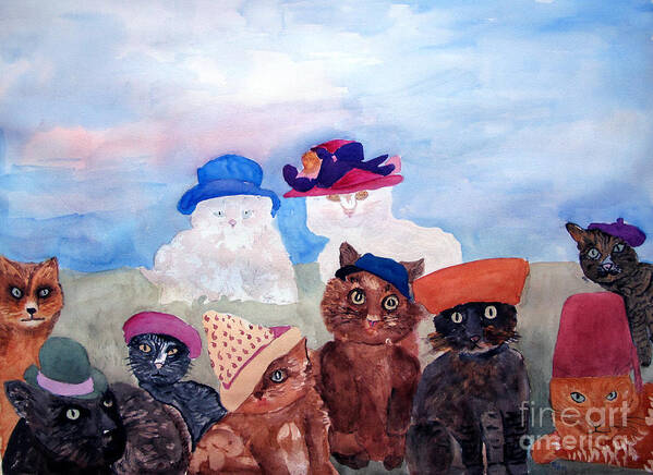 Cat Art Print featuring the painting Cats in Hats by Sandy McIntire