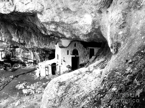 Cave Church Art Print featuring the photograph cave church on Mt Olympus Greece by Nina Ficur Feenan