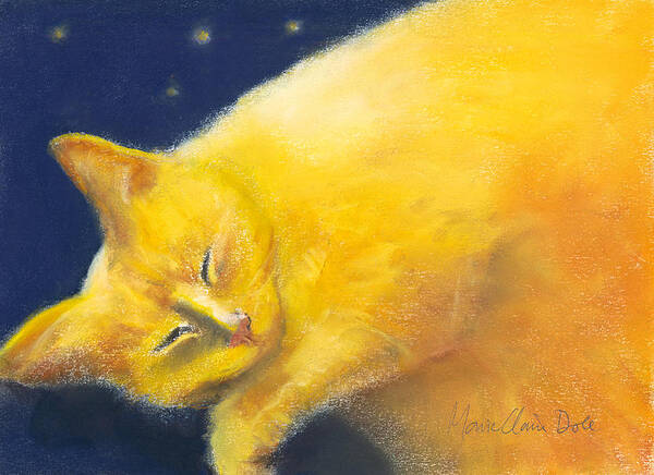 Pastel Painting Art Print featuring the painting Celestial Cat by Marie-Claire Dole