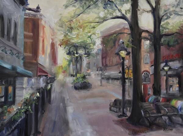 Mall Art Print featuring the painting Charlottesville's Historic Downtown Mall by Donna Tuten