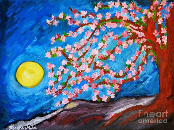Cherry Tree Art Print featuring the painting Cherry Tree in Blossom by Ramona Matei