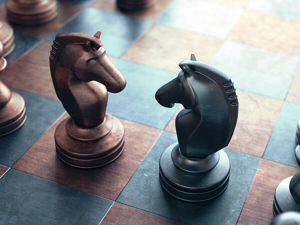 Nobody Art Print featuring the photograph Chess Pieces On A Chess Board by Ktsdesign
