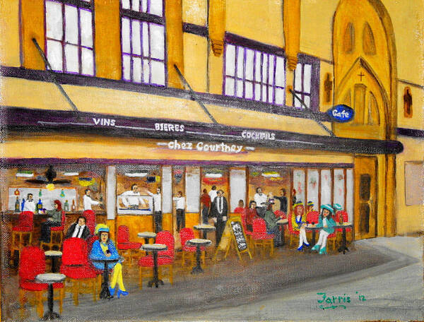 Street Scene Art Print featuring the painting chez Courtney by Larry Farris