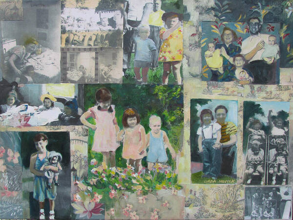 Family Art Print featuring the painting Childhood Joys by Linda Novick