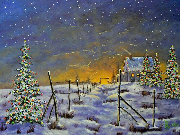 Christmas Art Print featuring the painting Christmas in the Country by Ray Nutaitis