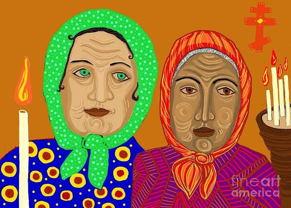 Church Ladies Art Print featuring the digital art Church Ladies by Sarah Loft