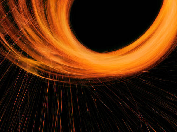 Orange Color Art Print featuring the photograph Circle Of Light With Sparks by Jonathan Knowles