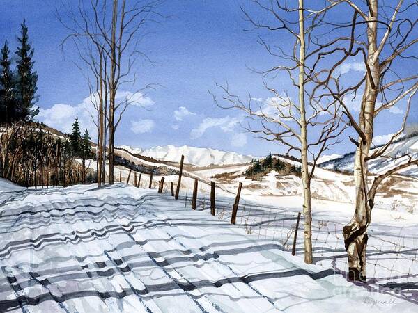 Ski Colorado Art Print featuring the painting Clear Blue Silence by Barbara Jewell