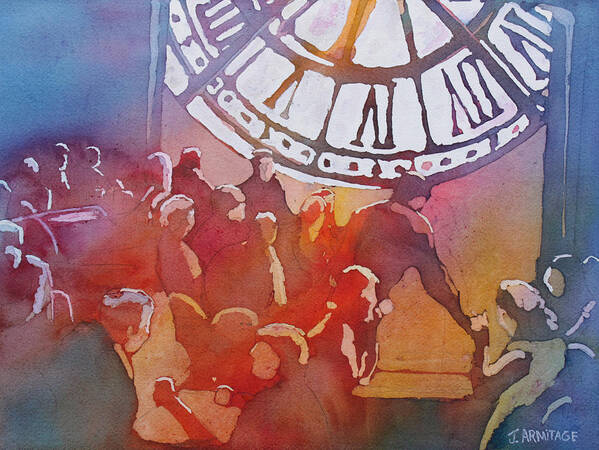 Paris Art Print featuring the painting Clock Cafe by Jenny Armitage