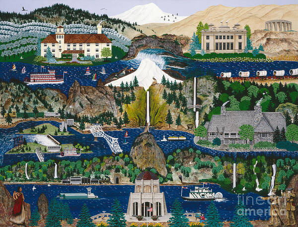 Washington Art Print featuring the painting Columbia River Gorge by Jennifer Lake