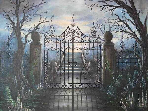 Gate Art Print featuring the painting Come Forth by Krystyna Spink