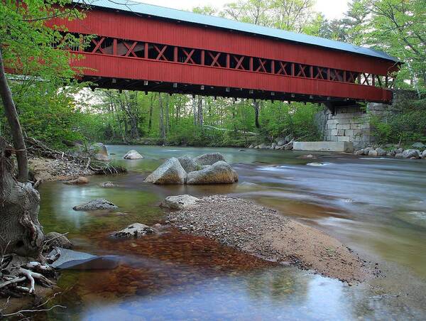 Covered Bridge Art Print featuring the photograph Conway Covered Bridge by Andrea Galiffi