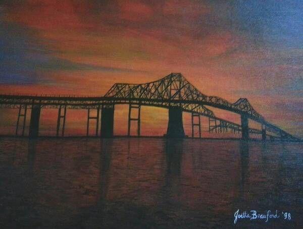 Bridge Art Print featuring the painting Cooper River Bridge Memories by Joetta Beauford