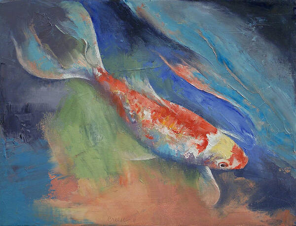 Coral Art Print featuring the painting Coral and Moonstone by Michael Creese