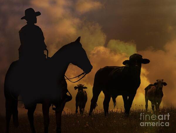 Steer Art Print featuring the photograph Cowboy by Stephanie Laird