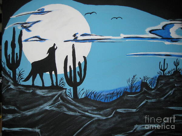 Scenery Art Print featuring the painting Coyote by Jeffrey Koss
