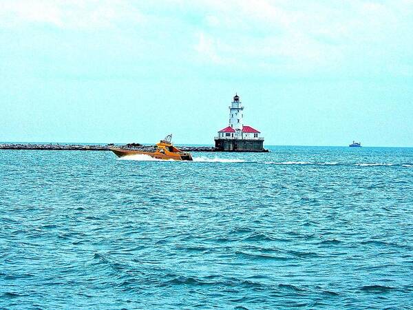 Water Art Print featuring the photograph Cruising Chicago Lakefront by Lori Strock