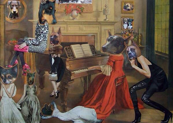  #nonobjective Art Print featuring the painting CSCR 16 Dogs head on beautiful Women by Lisa Piper