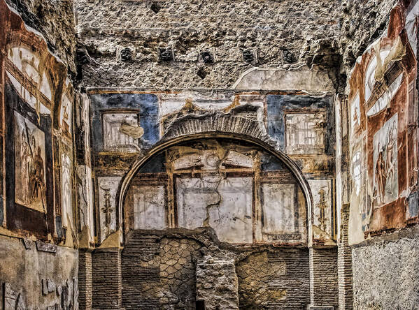 Archeology Art Print featuring the photograph Hall of the Augustals by Maria Coulson