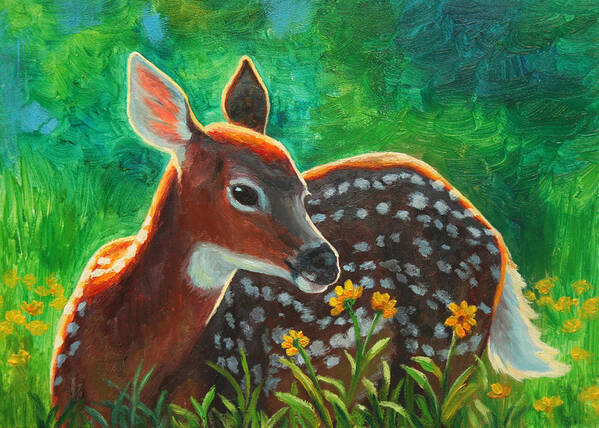 Deer Art Print featuring the painting Daisy Deer by Crista Forest