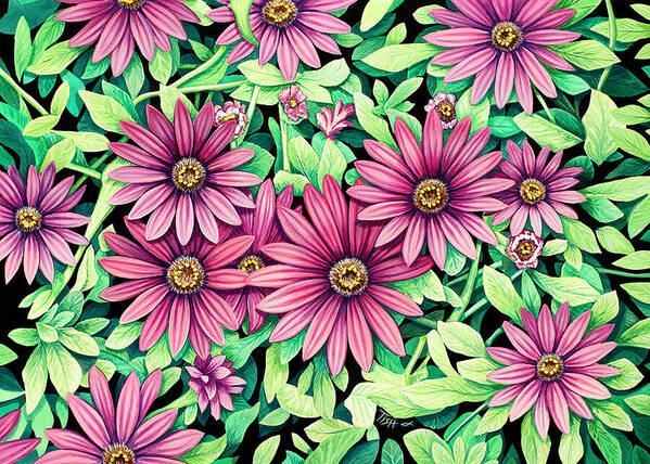 Flowers Art Print featuring the painting Daisy Flowers by Tish Wynne