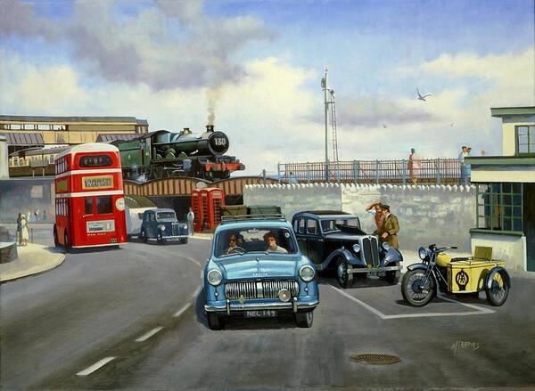 Car Art Print featuring the painting Dawlish summer. by Mike Jeffries