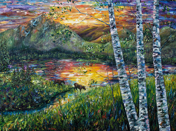 Palette Knife Art Art Print featuring the painting Dawn's early light by Lena Owens - OLena Art Vibrant Palette Knife and Graphic Design