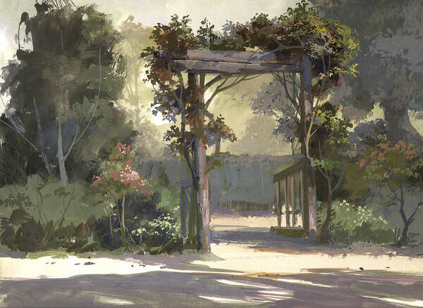 Landscape Art Print featuring the painting Descanso Gardens by Michael Humphries