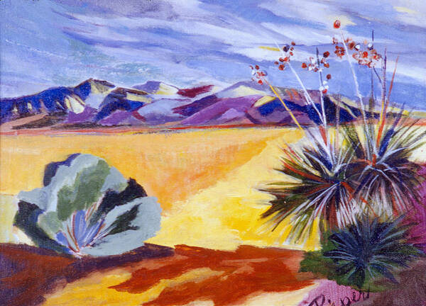 Desert Art Print featuring the painting Desert and Mountains by Betty Pieper