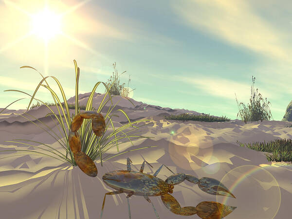 Scorpion Art Print featuring the digital art Desert Scene by Bernie Sirelson