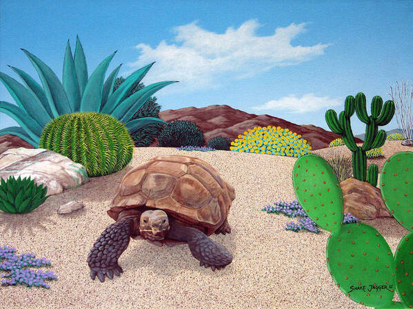 Tortoise Art Print featuring the painting Desert Tortoise by Snake Jagger