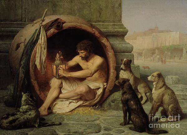 Diogenes Art Print featuring the painting Diogenes by Jean Leon Gerome