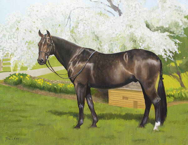 Horse Art Print featuring the painting Dorian by Linda Tenukas