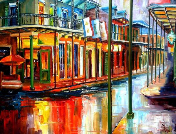 New Orleans Art Print featuring the painting Downpour on Bourbon Street by Diane Millsap