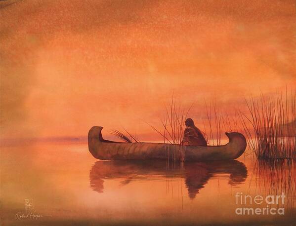 Watercolor Art Print featuring the painting Duck Hunter by Robert Hooper