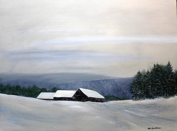Snow Art Print featuring the painting Dusting by Ken Ahlering