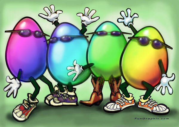 Easter Art Print featuring the painting Easter Eggs by Kevin Middleton