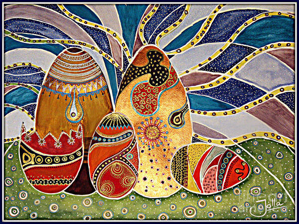 Easter Eggs Art Print featuring the painting Easter Eggstravaganza by Jolanta Anna Karolska