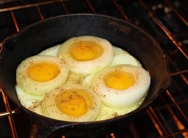 Food Art Print featuring the photograph Eggs in Circles of Onion by Scott Carlton