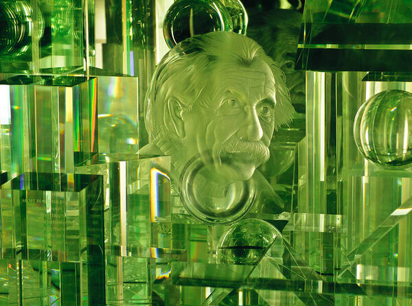 Albert Einstein Art Print featuring the photograph Einstein in Crystal - Green by Christi Kraft
