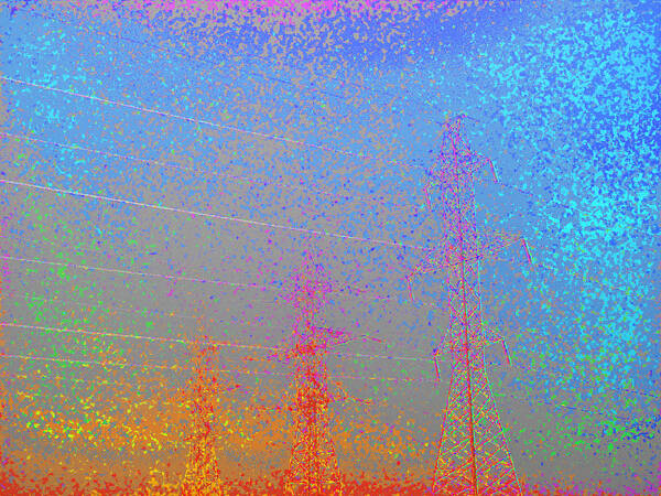 Abstract Art Print featuring the photograph Electic Power Lines in Fog AE 2 by Lyle Crump