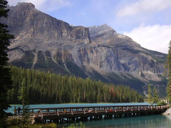 Emerald Lake Art Print featuring the photograph Emerald Lake Bridge Crossing by Ian McAdie