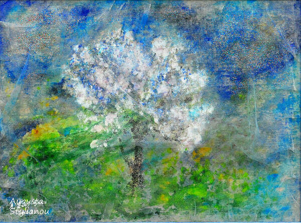 Augusta Stylianou Art Print featuring the painting Ethereal Almond Tree by Augusta Stylianou