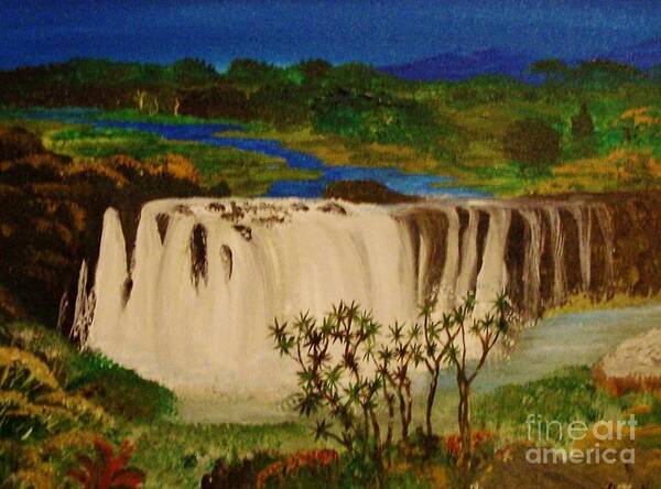 River Nile Art Print featuring the painting Ethiopian Nile waterfall by Brigitte Emme