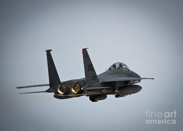 99th Air Base Wing Art Print featuring the photograph F-15 Strike Fighter by Action